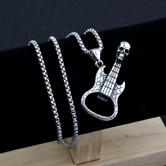 ❤️Music Lover Stainless Steel Guitar Necklace , N90201P102 - Picture 5 of 8